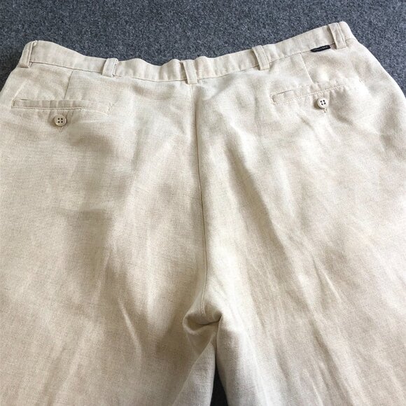 Dockers Pants Mens 40x30 Khaki Vintage No Wrinkle Linen Blend Pleated High Waist - Picture 11 of 14